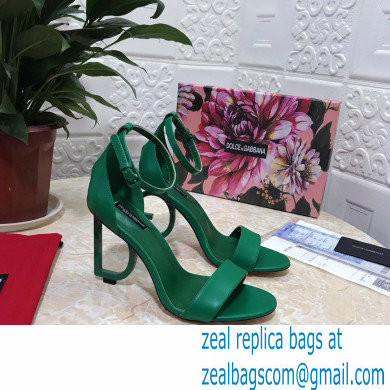 Dolce  &  Gabbana Heel 10.5cm Leather Sandals Green with D & G Heel 2021